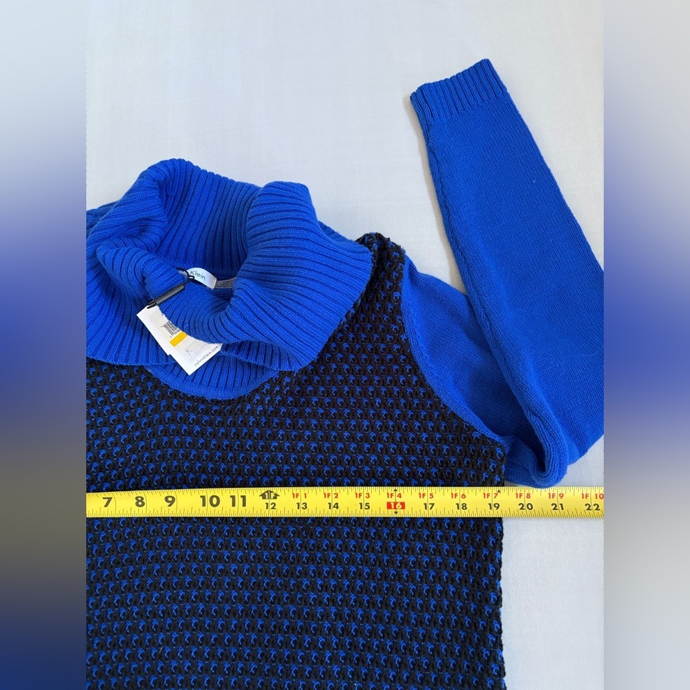 Calvin Klein Sweater colorblock cowl neck sweater blue black size Medium NWT - Picture 9 of 10